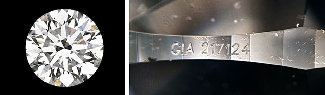 Fake GIA laser on synthetic diamond