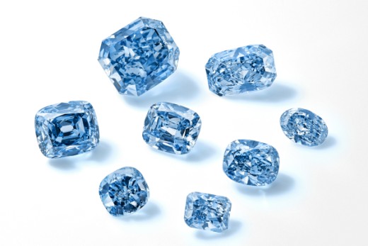 The eight De Beers blue diamonds.