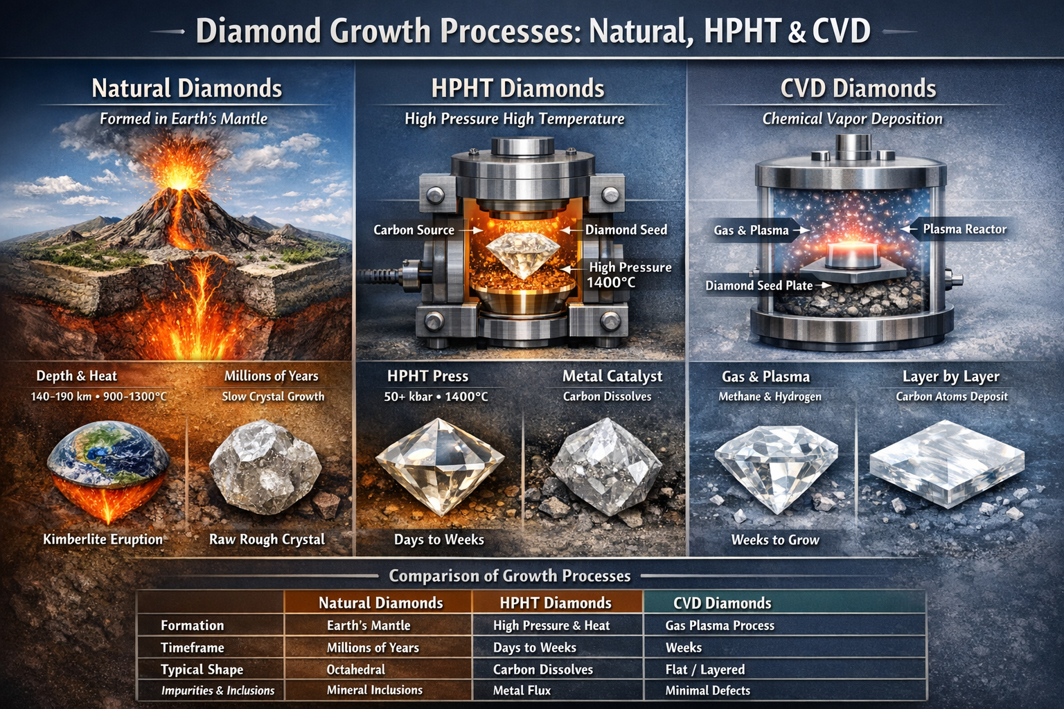Diamond growth methods explained