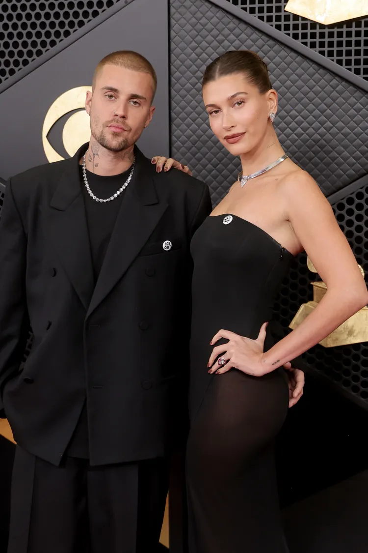 Justin and Hailey Bieber at the 2026 Grammys