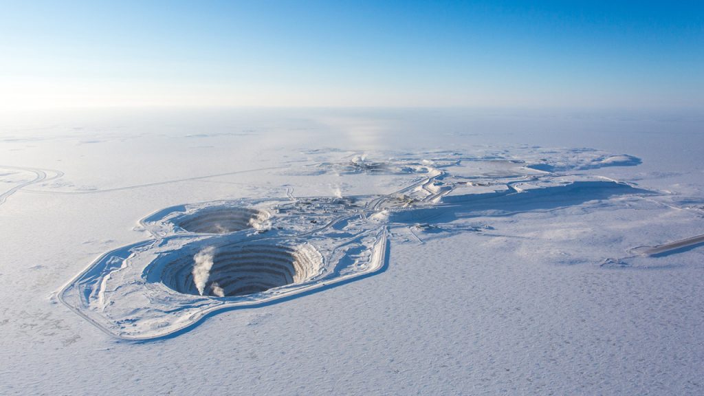 The 370 mile ice road, commonly known as the TCWR, stretches across frozen lakes and remote terrain in the Northwest Territories near the Arctic Circle.