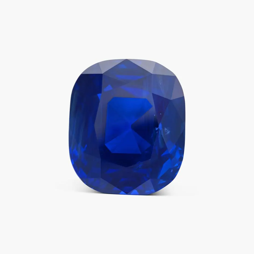 the “Peacock of Ceylon,” a remarkable 102.4 carat unheated cushion cut sapphire