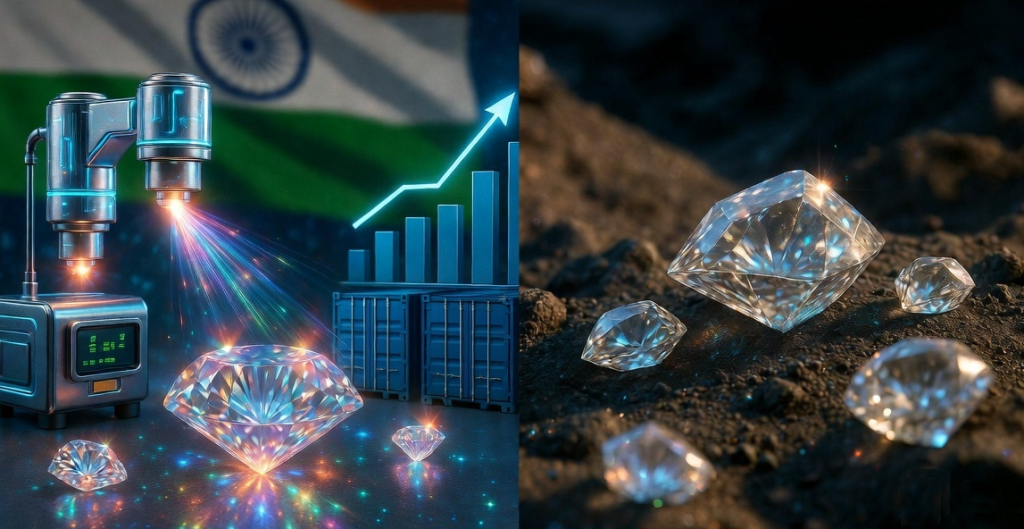India’s polished lab grown diamond exports have overtaken natural diamond exports by volume for the first time