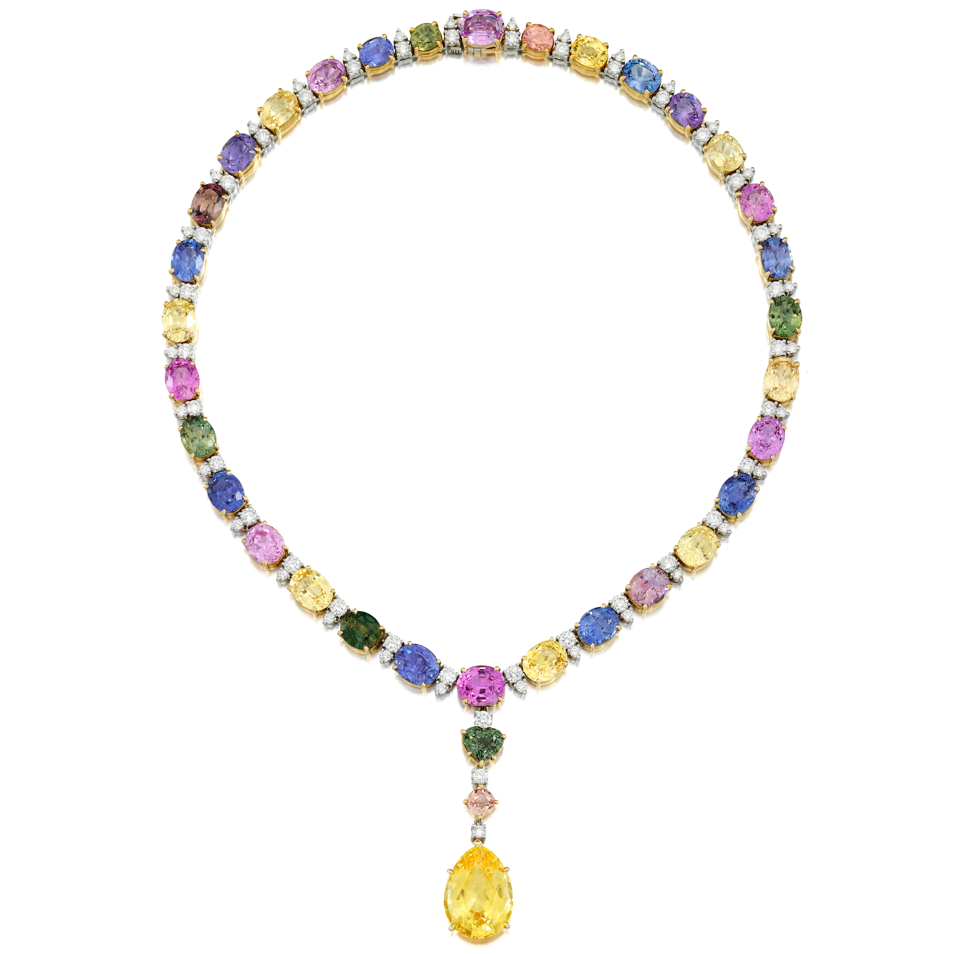 A Bulgari multicolored sapphire and diamond necklace 