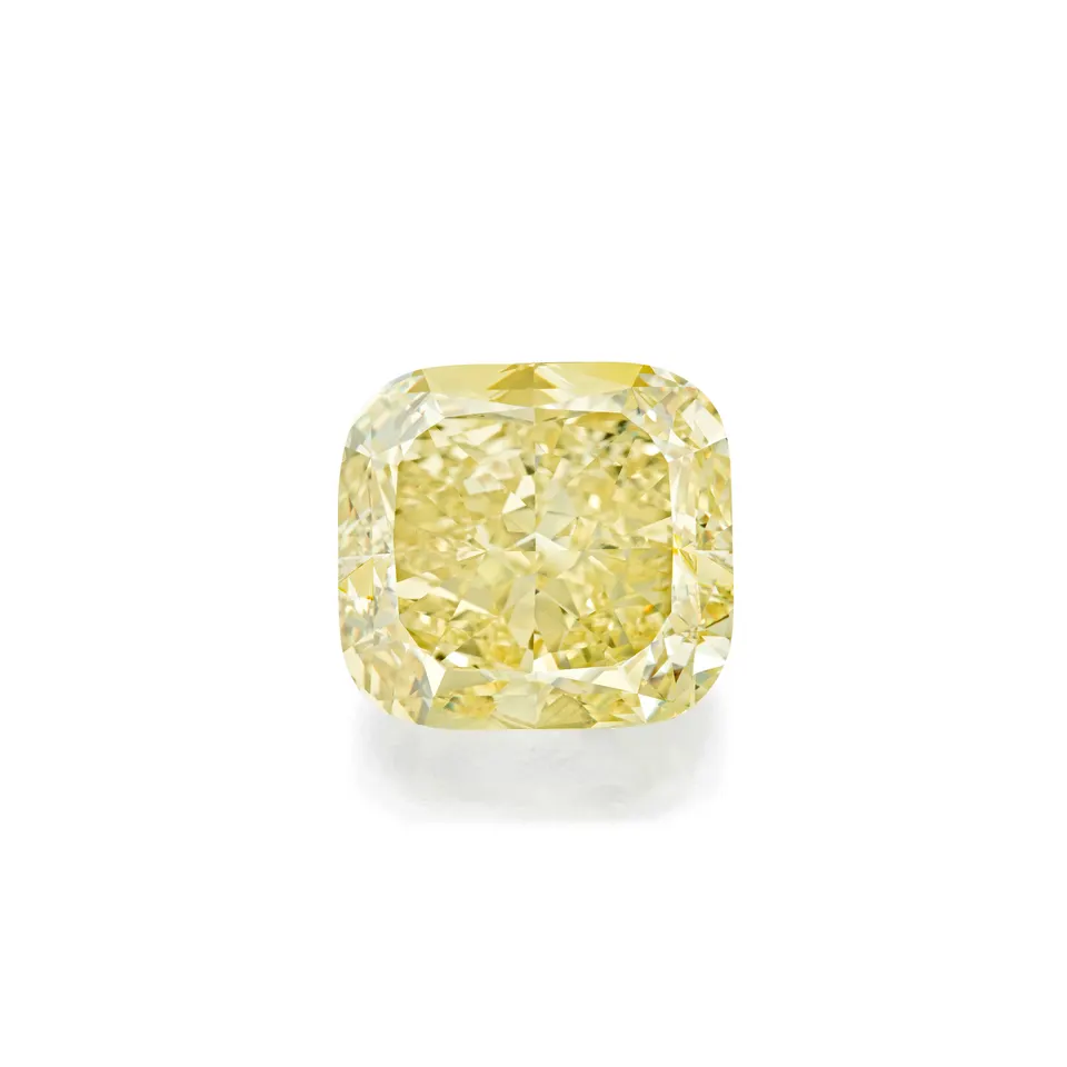 cushion-shaped 32.20-carat fancy intense yellow diamond of VS2 clarity