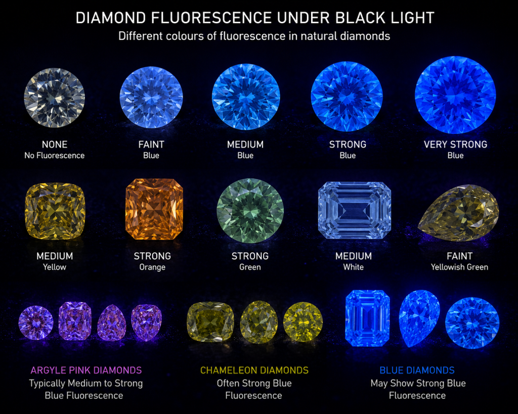 When people admire a diamond, they usually focus on the famous Four Cs carat, colour, clarity and cut. Yet one fascinating characteristic often overlooked by consumers is fluorescence. Far from being a flaw, fluorescence is a natural optical phenomenon that, in many diamonds, enhances their appearance and contributes to their individuality.