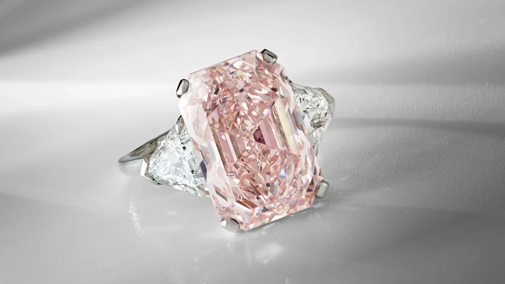 14.63 carat fancy orangey pink natural diamond