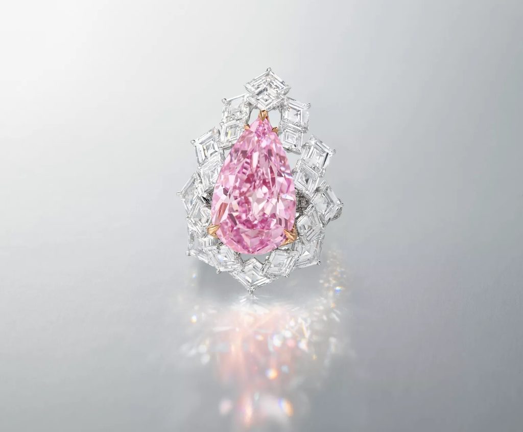 8.41-carat pear modified brilliant-cut Fancy Vivid Purple-Pink diamond
